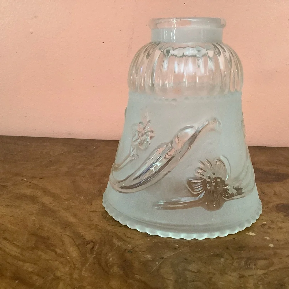 Clear /Frosted Glass Shades Pendant Sconce Set of 2 Ribbed 1.15/16”Fitter Heavy